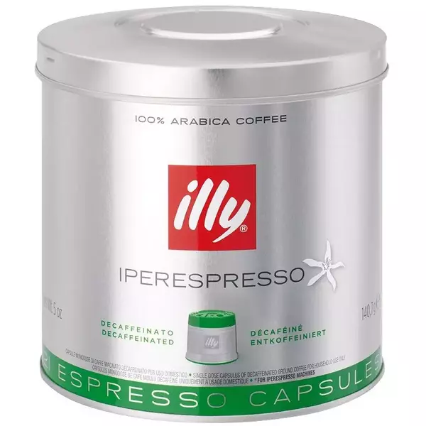 6 × Metal Can (21 Piece) of Espresso Capsules Medium Roast Coffee - Decaf  “illy”