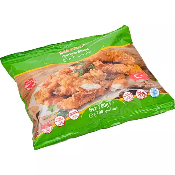 12 × كيس (700 غرام) من ستربس دجاج بالبقسماط مجمد “ليزيتا”