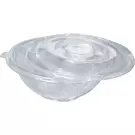 4 × 40 صندوق بلاستيك (48 اونصة سوائل) من وعاء شفاف دائري للسلطة مع غطاء مسطح “ثيرموبلاست”