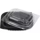 4 × 63 صندوق بلاستيك (8 اونصة سوائل) من حاوية الميكروويف مستطيلة سوداء مع غطاء قبة “أنكور باكجينج”