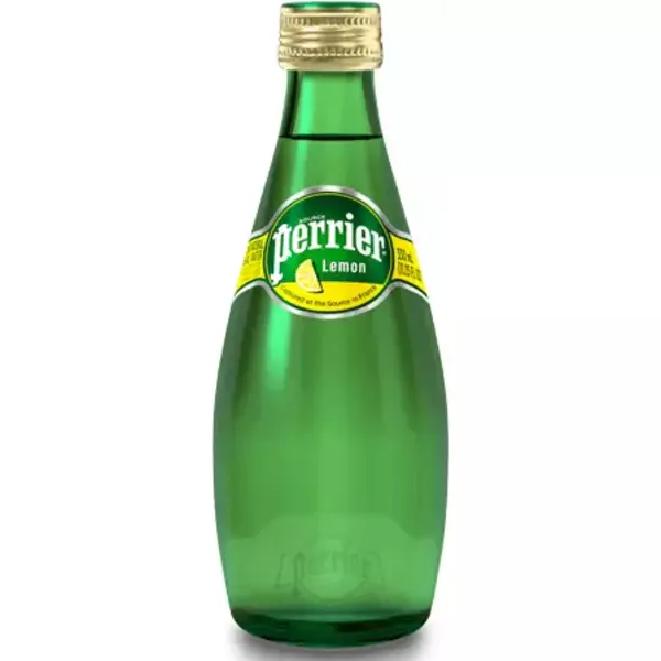 24 × قنينة زجاجية (200 مللتر) من مياه معدنية طبيعية فوارة بنكهة الليمون  “بيرير”