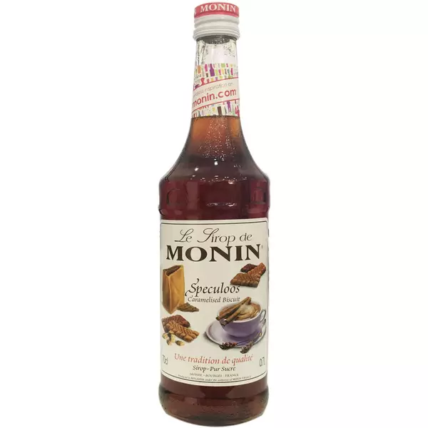 قنينة زجاجية (700 مللتر) من شراب بسكويت بالكراميل المركز “مونين”
