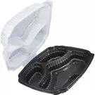 2 × 50 صندوق بلاستيك (40 اونصة سوائل) من وعاء ميكروويف أسود مستطيل مع غطاء مفصلي “أنكور باكجينج”