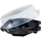2 × 100 قطعة (91 اونصة سوائل) من وعاء لحفظ الكيك مع قاعدة سوداء وغطاء شفاف عميق على شكل قبة “شركة إن لاين للبلاستيك”