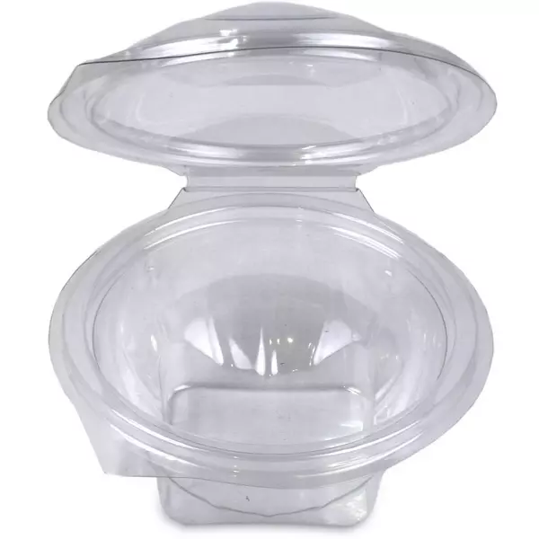 6 × 50 صندوق بلاستيك (6 اونصة سوائل) من وعاء شفاف دائري للسلطة مع غطاء مفصلي علي شكل قبة “ثيرموبلاست”