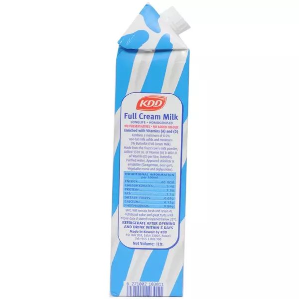 12 × Tetrapack (1 liter) of Full Fat Long Life Milk “KDD”