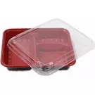 كرتون (150 صندوق بلاستيك) من علبة الغداء احمر وأسود اللون 3 اقسام “ناتميد”