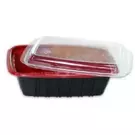 300 صندوق بلاستيك (24 اونصة سوائل) من وعاء ميكروويف مستطيلة سوداء في احمر مع الغطاء “ناتميد”
