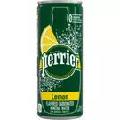 30 × Metal Can (250 ml) of Sparkling Natural Mineral Water with Lemon Flavor “Perrier”