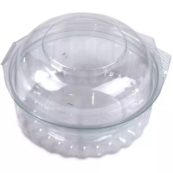6 × 50 صندوق بلاستيك (8 اونصة سوائل) من وعاء شفاف دائري للسلطة مع غطاء مفصلي علي شكل قبة “ثيرموبلاست”