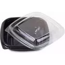 6 × 40 صندوق بلاستيك (8 اونصة سوائل) من وعاء سلطة أسود مربع مع غطاء شفاف - كومبو “ناتميد”