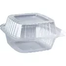 6 × 100 صندوق بلاستيك (5 اونصة سوائل) من علبة برجر بلاستيك شفافة مربعة مع غطاء “ثيرموبلاست”