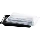6 × 50 صندوق بلاستيك (250 ملليمتر × 160 ملليمتر × 50 ملليمتر) من وعاء سوشي مع قاعدة سوداء وغطاء شفاف “ناتميد”