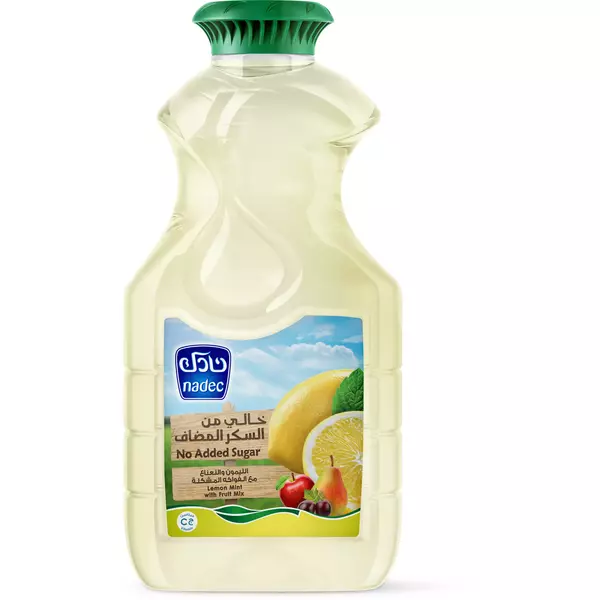 6 × قنينة بلاستيكية (1.5 لتر) من ليمون بالنعناع مع فواكهة مشكهلة 100% - بدون سكر “نادك”