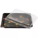 4 × 50 صندوق بلاستيك (265 ملليمتر × 200 ملليمتر × 34 ملليمتر) من وعاء سوشي مع قاعدة مزينة وغطاء شفاف “ناتميد”