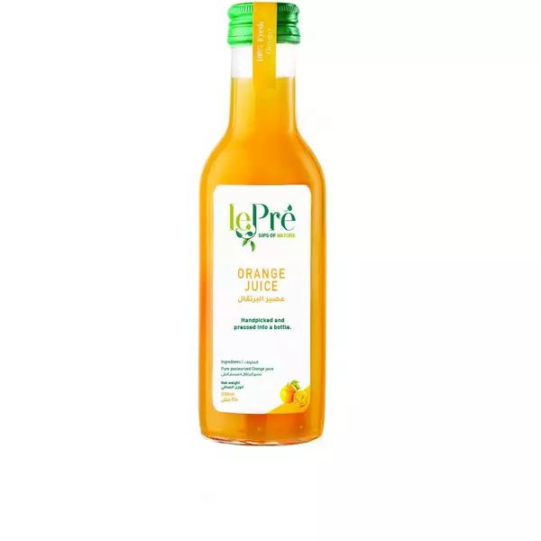 12 × قنينة زجاجية (250 مللتر) من عصير البرتقال المبستر النقي “ليبري”