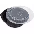 4 × 50 صندوق بلاستيك (24 اونصة سوائل) من وعاء ميكروويف أسود مستدير مغ غطاء “ناتميد”
