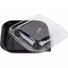 6 × 40 صندوق بلاستيك (24 اونصة سوائل) من وعاء سلطة مربع أسود مع غطاء شفاف “ناتميد”