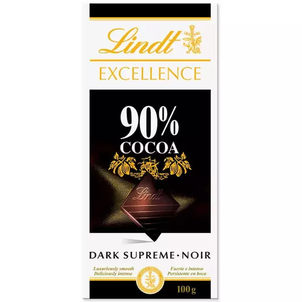 20 × قطعة (100 غرام) من إكسلنس شوكولاتة غامقة ,كاكاو 90%  “لنت”