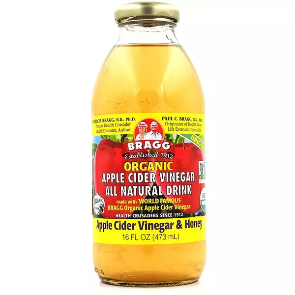 12 × قنينة زجاجية (473 مللتر) من خل تفاح عضوي (عسل) “براج”