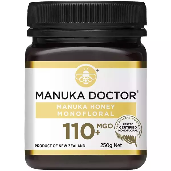 6 × جرة زجاجية (250 غرام) من عسل مانوكا أحادي الزهرة - نقي 110+ “مانوكا دكتور”