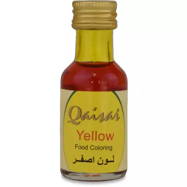 12 × Glass Bottle (28 ml) of Liquid Food Colour - Yellow “Qaisar”