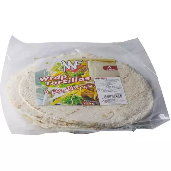 6 قطعة (370 غرام) من خبز التورتيلا أبيض 25سم - 10 إنش “إم إف”