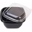 6 × 40 صندوق بلاستيك (16 اونصة سوائل) من وعاء سلطة أسود مربع مع غطاء شفاف - كومبو “ناتميد”