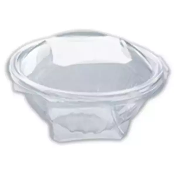6 × 50 صندوق بلاستيك (24 اونصة سوائل) من وعاء شفاف دائري للسلطة مع غطاء مفصلي علي شكل قبة “ثيرموبلاست”