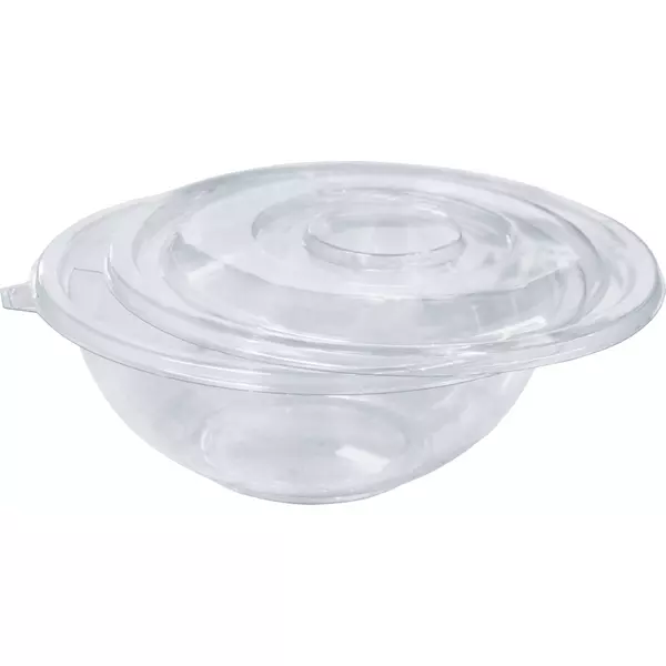 40 صندوق بلاستيك (160 اونصة سوائل) من وعاء شفاف دائري للسلطة مع غطاء مسطح “ثيرموبلاست”