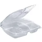 4 × 50 صندوق بلاستيك (24 اونصة سوائل) من وعاء مستطيل شفاف من 3 اقسام مع غطاء مفصلي “ناتميد”