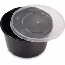 9 × 50 صندوق بلاستيك (16 اونصة سوائل) من وعاء ميكروويف أسود مستدير مغ غطاء “ناتميد”