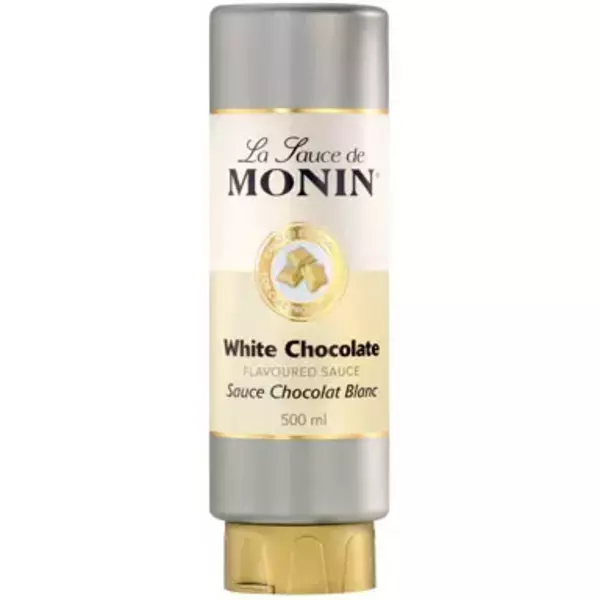 زجاجة عصر (500 مللتر) من صوص الشوكولاتة البيضاء “مونين”