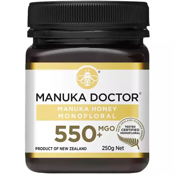 6 × جرة زجاجية (250 غرام) من عسل مانوكا أحادي الزهرة - نقي 550+ “مانوكا دكتور”