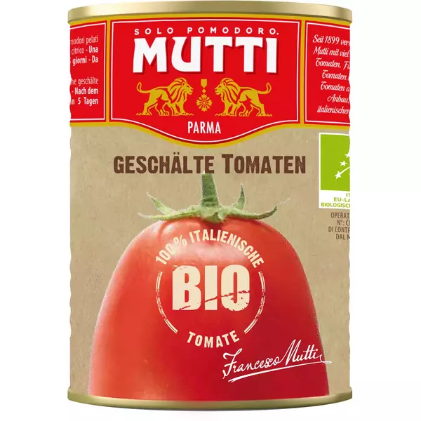 6 × علبة معدنية (400 غرام) من طماطم مقشر عضوي “موتي”